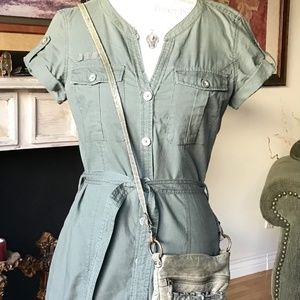 H&M L.O.G.G. Adorable Army Green Well-Engineered Safari Military Dress Sz. 10